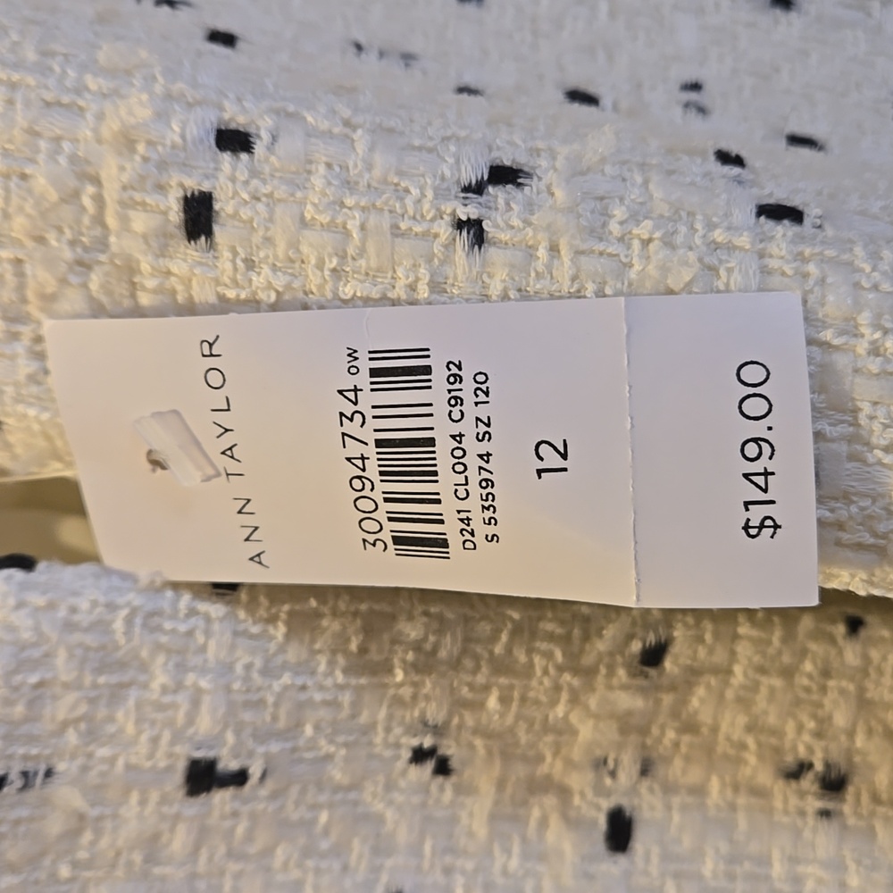 Ann Taylor size 12 Cream & Black Dotted Jacket & Skirt Suit NWT - Picture 5 of 10